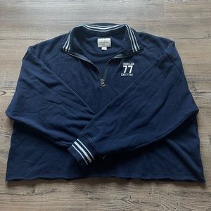 American Eagle ~ Navy Blue Quarter Zip Cropped Sweatshirt